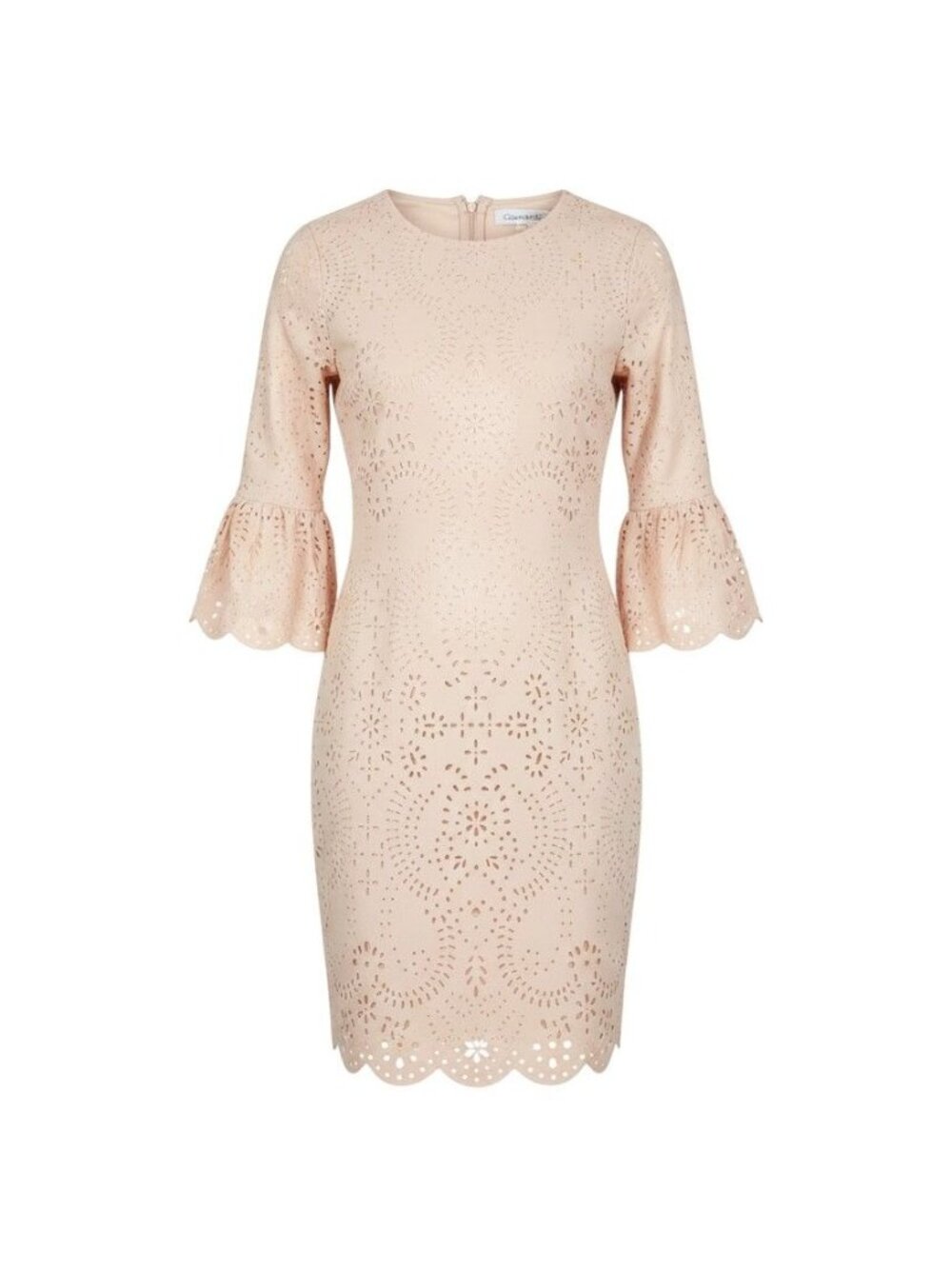 Calvin Klein Womens Blush Pink Laser-Cut Bell Sleeve Sheath Dress 8